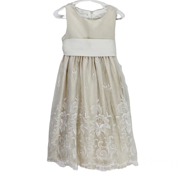 CINDERELLA Lace Satin Dress Champagne Ivory Cream Wedding Princess Size - Picture 1 of 11